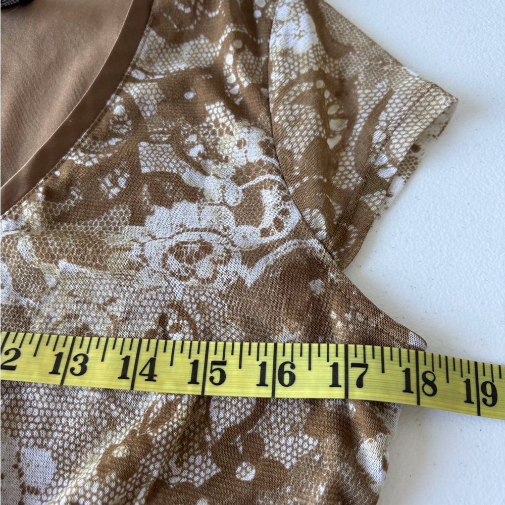 NY Co Medium Babydoll V Neck Cap Sleeve Sheer over Lining Olive Green‎ Fairy Y2K - Picture 11 of 12